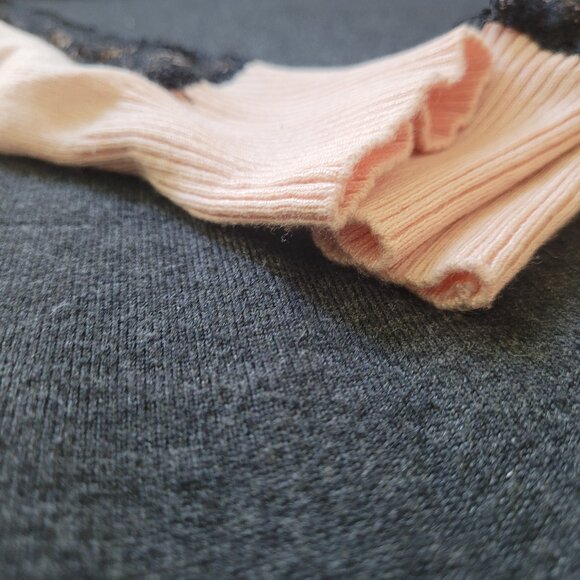 Colorblock Sweater Dress w Lace, Sz S-M - Picture 9 of 10